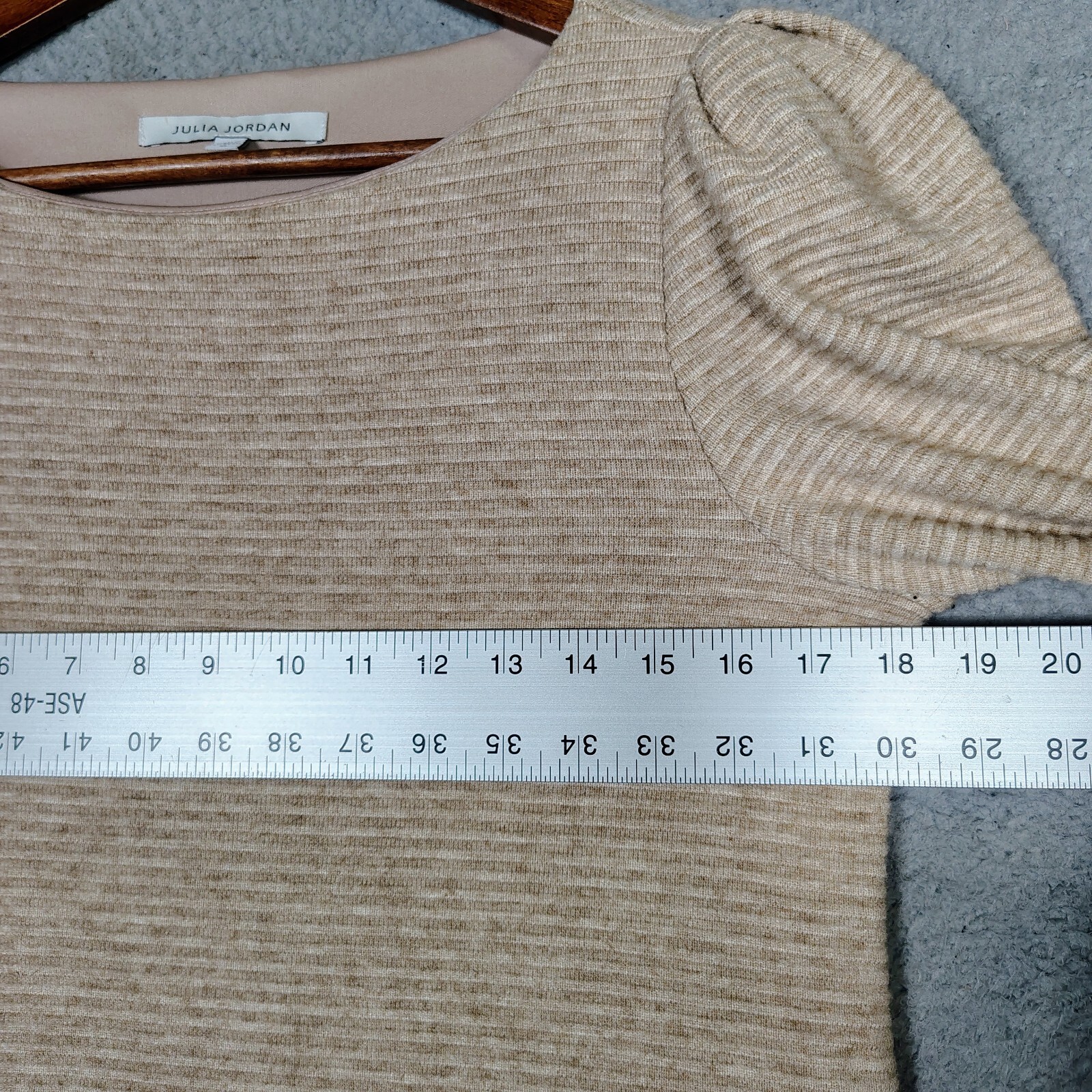 Julia Jordan Sweater Dress Women's 6 Oatmeal Lined Ribbed Puff Sleeve Preppy NWT thumbnail 10