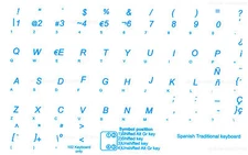 Spanish Traditional Transparent keyboard sticker  Blue Online-Welcome