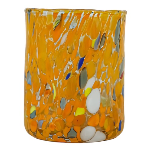 Murano Glass Shot Orange Multi Millefiori Venice Italy Handmade - Picture 4 of 6