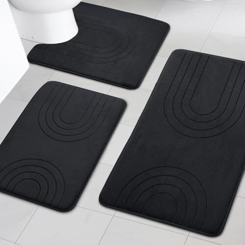 Memory Foam Bathroom Rug Set Ultra Absorbent Bath Mat Set, Non 3 Piece