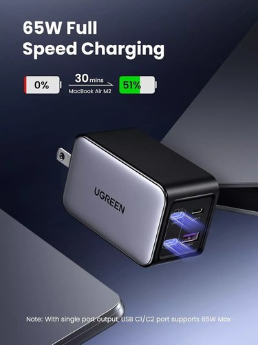 UGREEN 65W USB C Charger Block, Nexode 4-Port GaN Charger Type C Charger Fast Ch - Picture 2 of 7