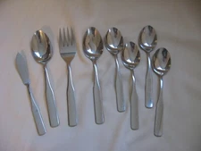 Reed & Barton Select Stainless Fiddler II Soups Butter, Serve Fork & Spoons 8Pcs