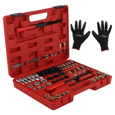 56PCS Thread Chaser Set +Gloves Metric and SAE Thread Repair Restorer Kit