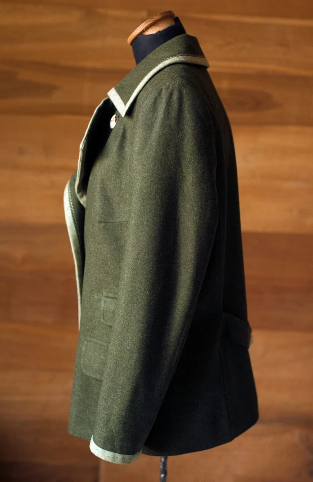 Giesswein Mujer Estilo Vintage Verde Oscuro Lana Chaqueta, Talla S Foto 4 de 4