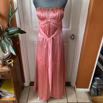 Nicole Miller Size Dress Gown Pink Zip Back Strapless Layered