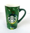 Starbucks Christmas Coffee Cup Mug Tree Green Holiday Lights & Ornaments 16 Oz