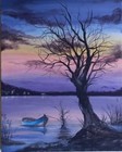 Original Acrylic Painting on Canvas Seascape with Boat Wall Art 12 x 16 in