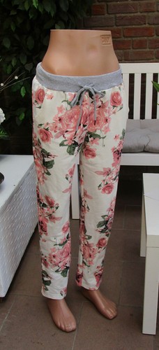Mujer Jogging Sudadera Pantalón Jogpants Flores Ocio Cordón Rosa Crema 38  40 42 | eBay