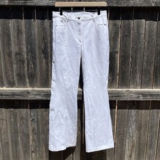 90s y2k Escada White Whimsy Patterned Trim Pants Trousers Size 40 Fits 30-31  