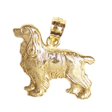 New 14k Yellow Gold Cocker Spaniel Dog Pendant