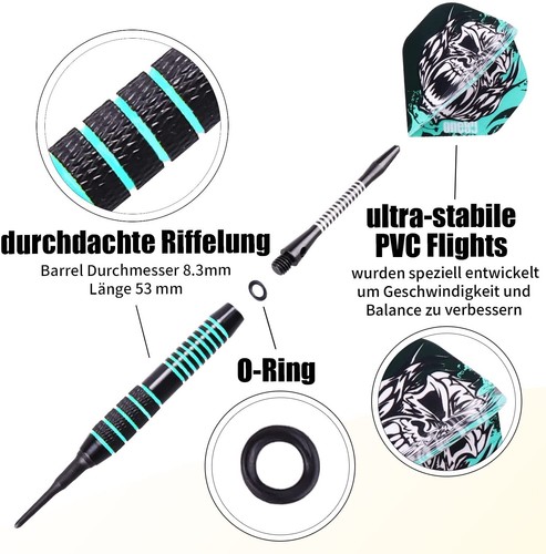 profi Dartpfeile Set mit Kunststoffspitzen Perfekt für elektronische Dartboards - Bild 9 von 11