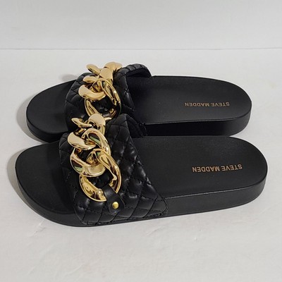 slides with gold chain