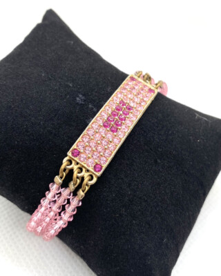 Tommassini Bead Bracelet Pink Crystals Gold Tone D13