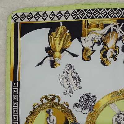 M290 GIANNI VERSACE Green Silk Scarf Scarves Pocket Square 17
