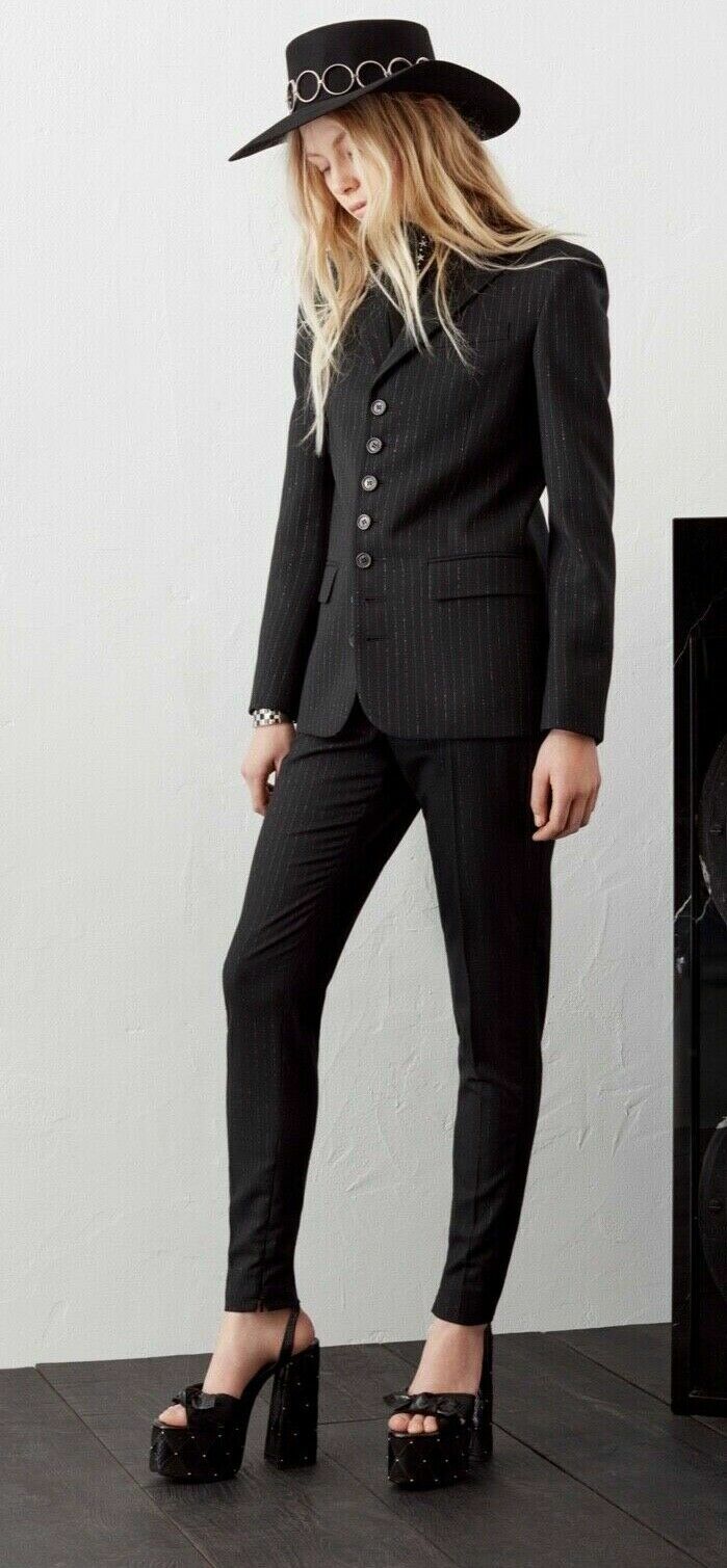 $850 NUOVO CON ETICHETTE YSL YVES SAINT LAURENT DONNA GESSATO ABITO PANTALONI LANA F38