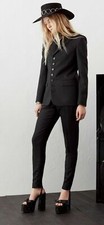  850 NWT YSL YVES SAINT LAURENT WOMEN PINSTRIPE DRESS PANTS TROUSERS WOOL F38