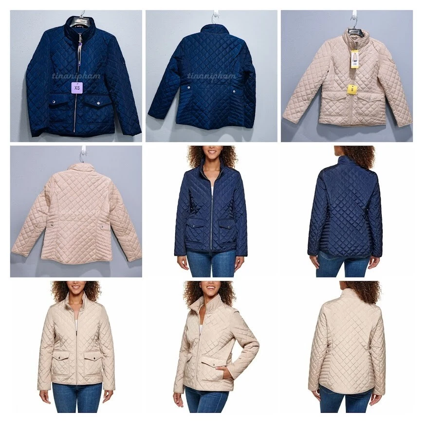 - Tommy Hilfiger Ladies' Quilted Jacket - Blue,Tan