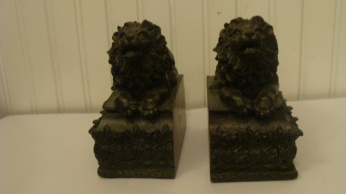 Beau serre-livres en résine/argile avec lion, environ 5,8 livres - Photo 6/8