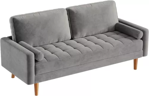 2 Sitzer Sofa Loveseat Kleine Sofa mit 2 Kissen und Armlehnen Sofa Set Loungsofa - Bild 20 von 42