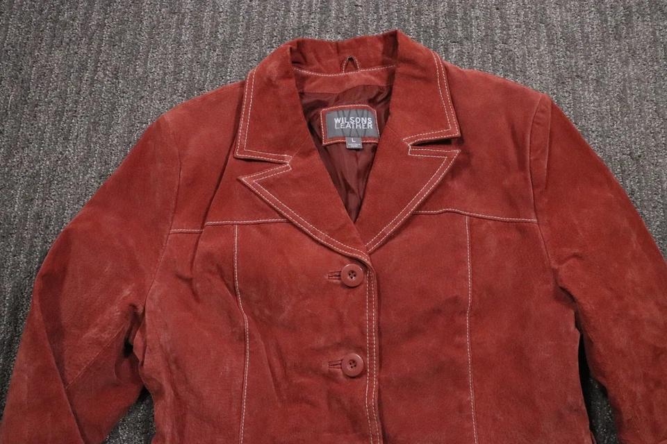 Chaqueta de Cuero Wilsons Mujer Grande De Colección Años 90 Terracota Botón Delantero Western Foto 3 de 4