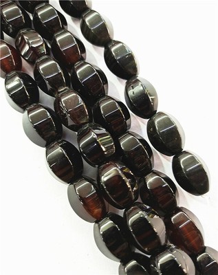 28Pcs/Strand 14x10mm Brown Natural Agate Oval Six Angle Rice Beads 15.5'' QQ772
