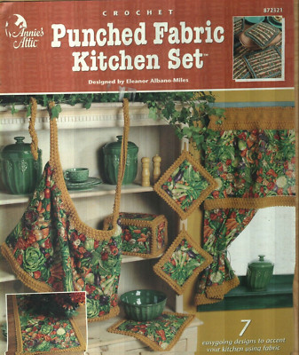 PUNCHED FABRIC KITCHEN SET HOME DECOR 7 DESIGNS ANNIES CROCHET PATTERN BOOK
