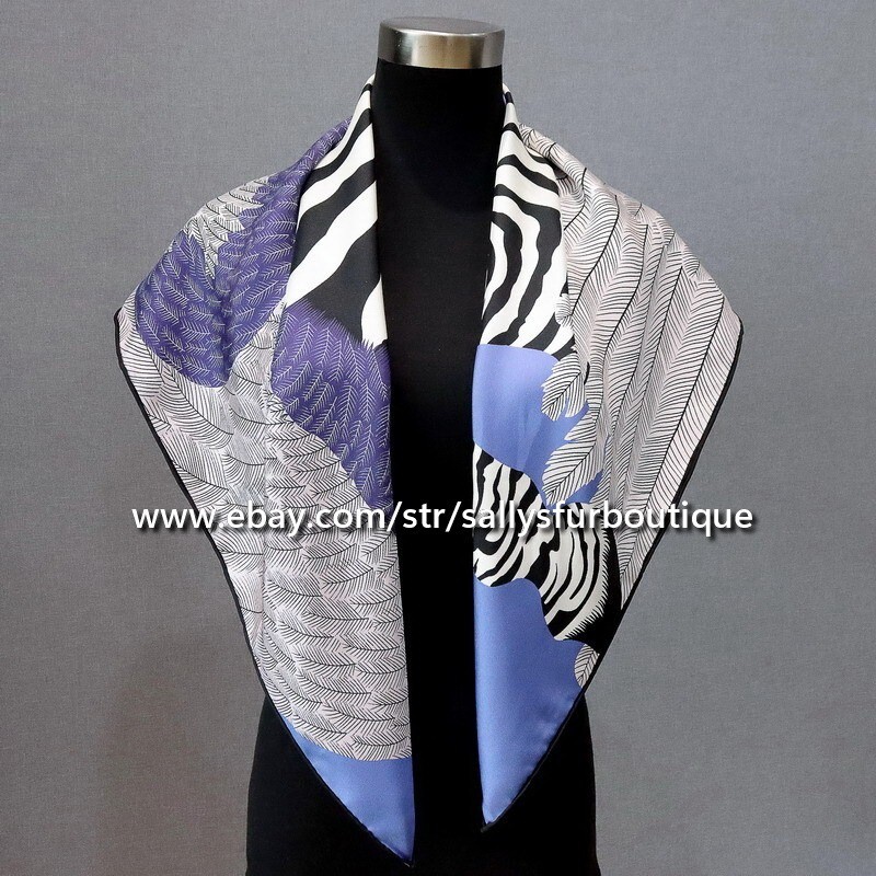 Sallys 18 Momme Twill Silk Wrap Scarf Zebra Feather Print