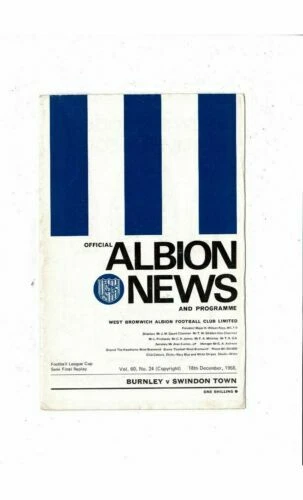 Away Teams S-Z Swindon Town Football League Cup Fixture Programmes (1960s)