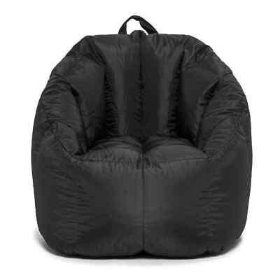 Black Bean Bag Chair Bedroom College Dorm Plush Kid Teens Supportive Comfortable