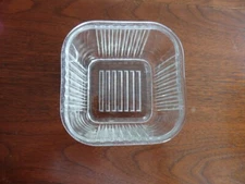 VTG Federal Glass 4 Inch Square Clear Glass Ribbed Refrigerator Dish NO Lid