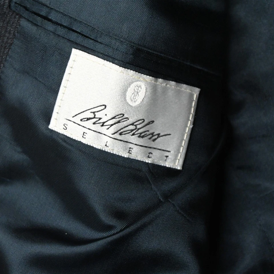 Vtg Bill Blass 42L Navy Glenn Check Flannel Mens Suit Jacket Sport Coat Blazer - Image 4 of 4