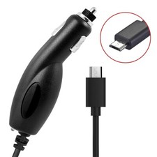 Premium Micro-USB Black Color Universal Car Charger Coiled Cable DC Adapter