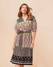 NEW $169 ANN TAYLOR BORDER FLORAL PUFF SLEEVE SHIRTDRESS DRESS SZ 2