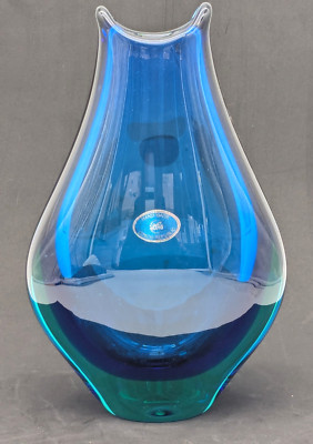Decorative Small Czech Glass Vase Cobalt ZBS