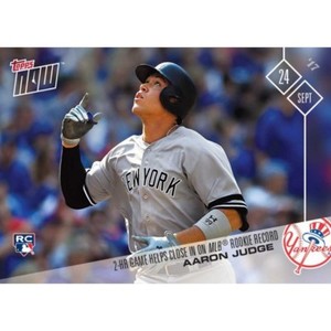 2017 TOPPS NOW #647 AARON JUDGE 2-HR GAME HELPS CLOSE IN ON MLB ROOKIE RECORD
