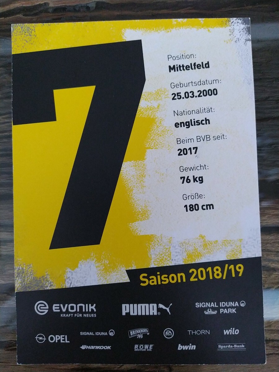 Iconic Pics Jadon Sancho Signiertes Foto - Borussia Dortmund Autogramm Im Passepartout