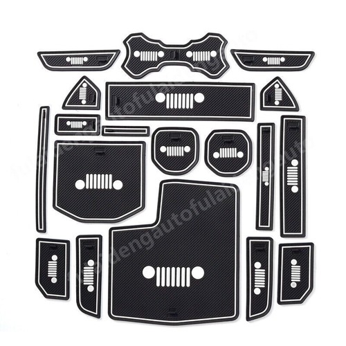 19Pc For Jeep Wrangler JL 2018-2021 Interior Door Gate Slot Non-slip Cup Pad Mat - Picture 10 of 12