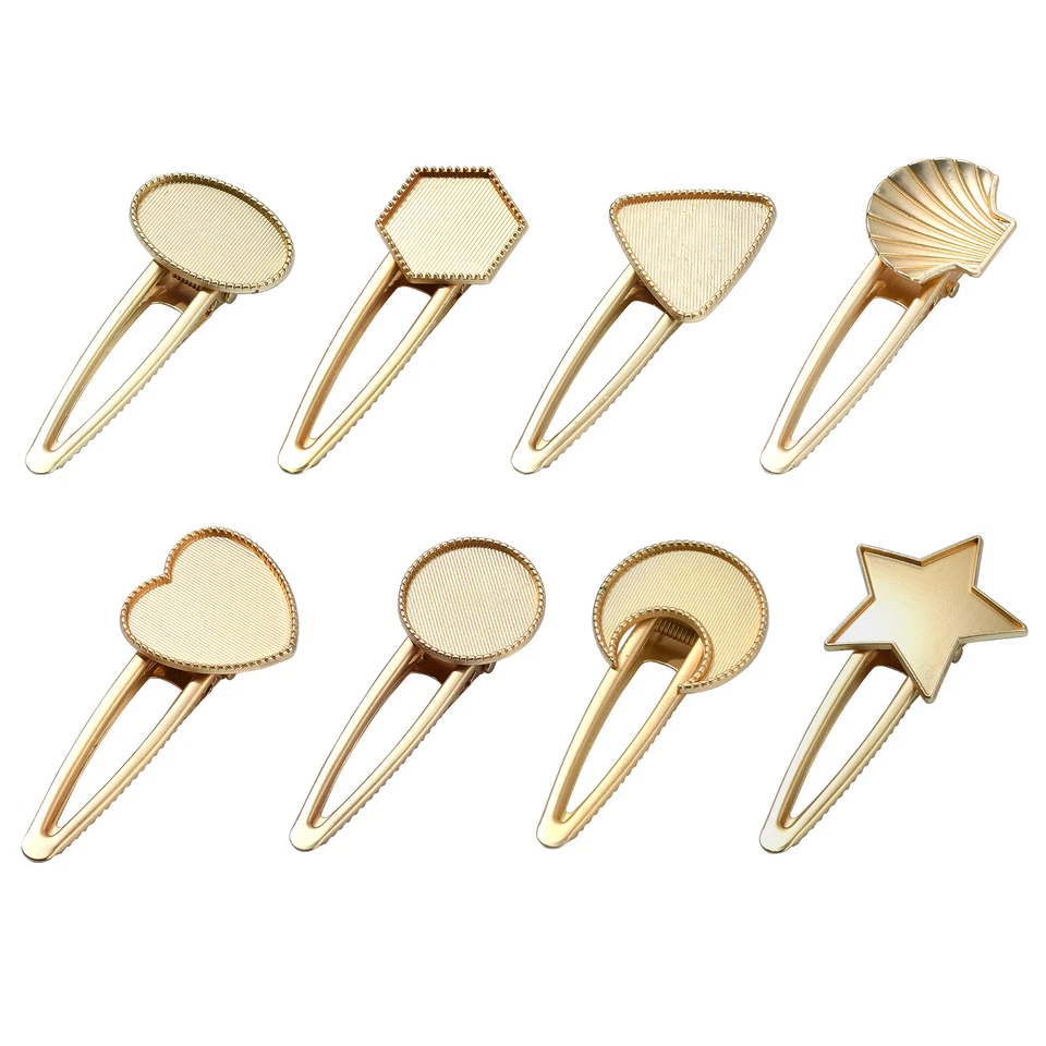 8x Alloy Alligator Heart Star Hair Clip Finding for DIY Hair Accessories Making - Image 2 of 4