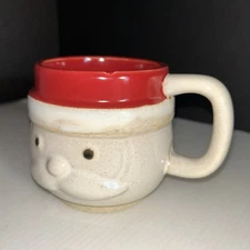 Demdaco Ceramic Coffee Mug 12 Oz.Beige E.C Coffee Tea Cup Santa Face  Stoneware 