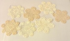 7 Vintage 3.5/4 Hand Crochet Lace Doilies Flower Coasters Ornaments