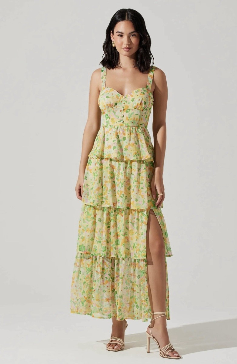 astr floral chiffon tiered maxi dress ASTR The Label Adessa Floral Tiered Ruffle Maxi Dress