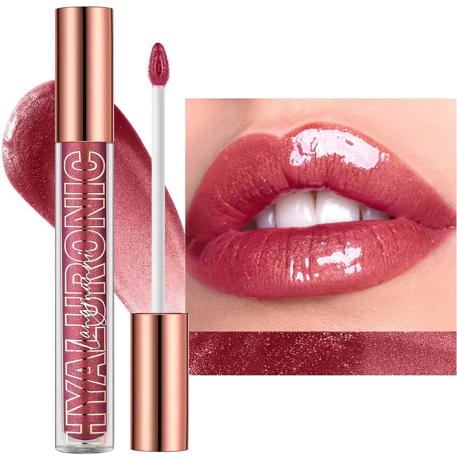 Jelly Red Lip Gloss with Tinted Glitter and Plumping Effect for Teens