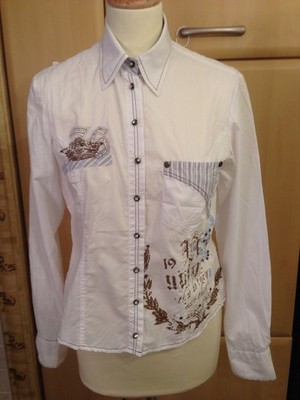''BIBA'' Damen Bluse Gr.38.Weiß.Vorne-Texturiert,mit Pailetten 1Tasche