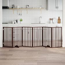 vidaXL Dog Gate Set of 6 Brown Poplar Wood 118.1 in total length