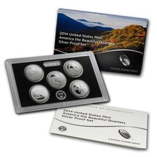 2014 U.S. Mint 'America the Beautiful' Silver Proof Quarter Set w/ Box & COA *JE