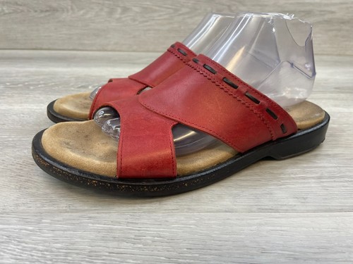 Sebago sandalo donna 9,5 rosso slide pelle comodo slip-on casual punta piatta aperta - Foto 3 di 11