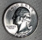 1964 Washington Silver Quarter 90% Silver U.S. Coin uncirculated SILVER, SILVER!