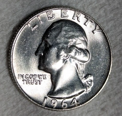 1964 Washington Silver Quarter 90% Silver U.S. Coin uncirculated SILVER, SILVER!