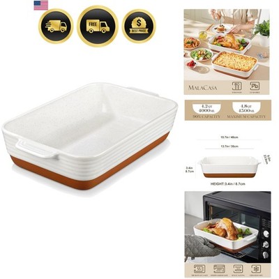 Baking Dish 4.8 Qt Ceramic Casserole & Lasagna Pan, 9x13 Inch Deep