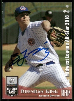 2018 South Bend Cubs BRENDAN KING Signed Card autograph auto brookline, ma